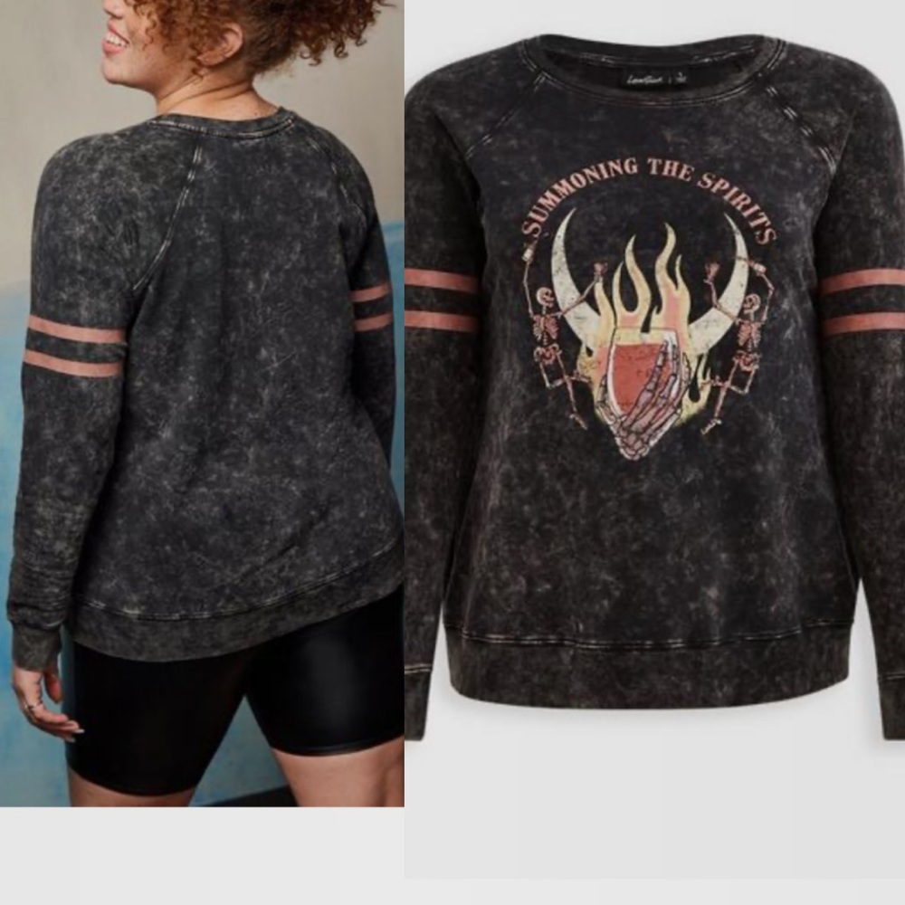 Torrid Raglan Sweatshirt - LoveSick Summon Spirits Black